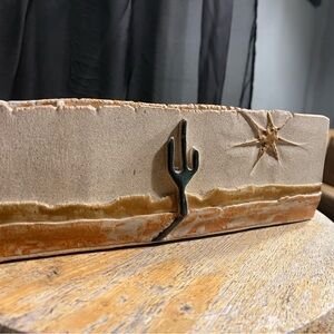 Handcrafted Ceramic Desert Scene in Beige and Brown